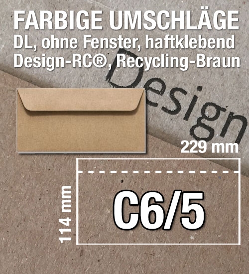 C6/5-Umschlge, Design-RC, Recycling-Braun, haftklebend