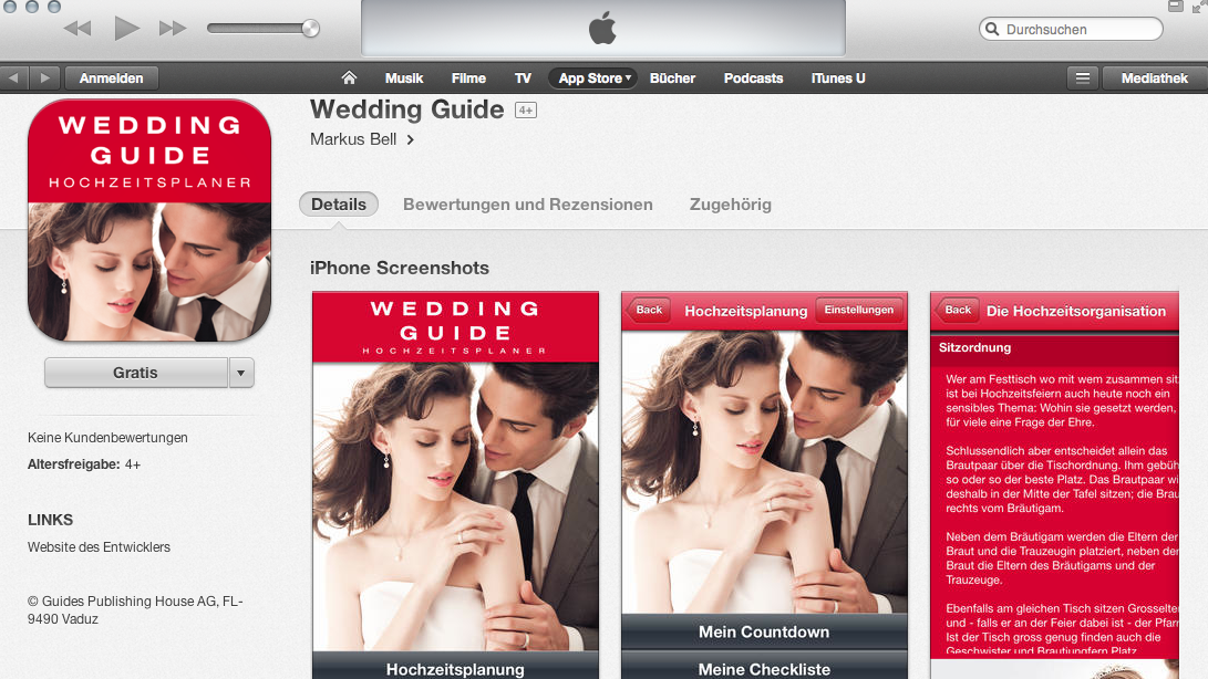 Apps für die Hochzeit kann man beispielsweise auch schnell und oftmals günstig über iTunes laden.