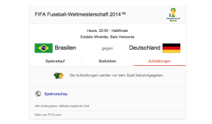 Noch ist alles offen, aber heute Abend geht es los: Deutschland gegen Brasilien (Screenshot Google)