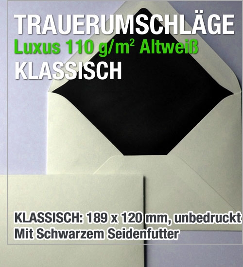 Luxus-Trauerumschl�ge 120x189mm, klassiches Format