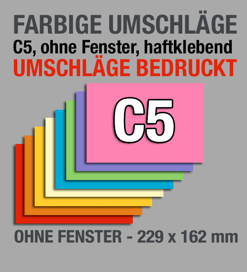 Farbige, bedruckte C5-Briefumschl�ge, C5-Kuverts mit Druck