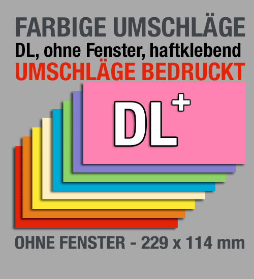 Farbige, bedruckte DIN-lang-Briefumschl�ge, DL-Umschl�ge + Druck