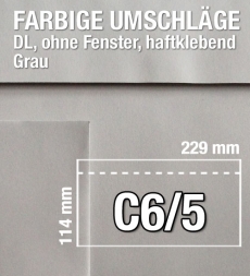 Silbergraue DIN-lang-Umschl�ge, Briefumschl�ge grau, haftklebend