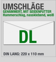 Seidenfutter-Umschl�ge, wei�, unbedruckt, DIN lang, Hammer