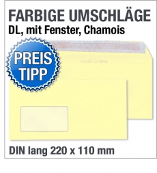 Fensterumschlge, DIN lang, Chamois, Cremewei