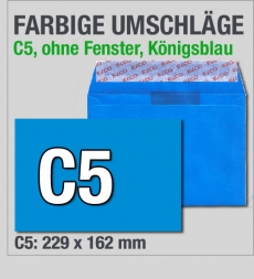 Knigsblaue C5-Kuverts, Azur, 229 x 162 mm