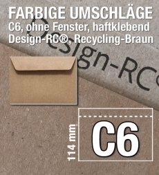 C6-Umschlge, Design-RC, Recycling-Braun, 162 x 114 mm