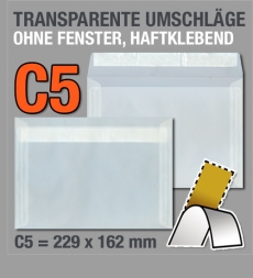 Transparente C5-Umschlge, haftklebend