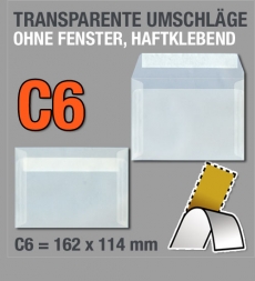 Transparente C6-Umschlge, haftklebend