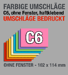 Farbige, bedruckte C6-Umschl�ge, Briefumschl�ge farbig + Druck