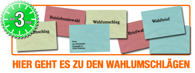 Umschläge für Briefwahl und Wahlbriefumschläge
