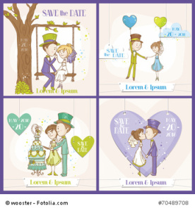 Save the Date Wedding Card Set - Bride and Groom Couple