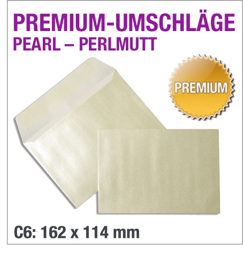 C6-White Pearl-Umschlge, Haftklebestreifen