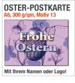 Oster-Postkarten, lila mit gezeichnetem Osterei