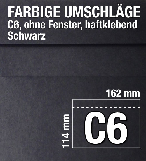 C6-Umschläge, Schwarz, 162 x 114 mm