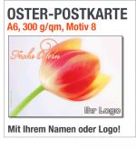 Oster-Postkarten mit groer rot-gelber Tulpe