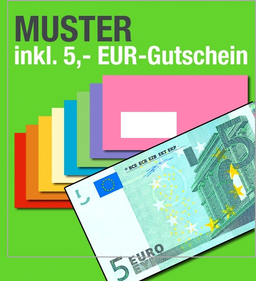 Farbige DL-Fensterkuvert-Muster, inkl. 5,- Euro