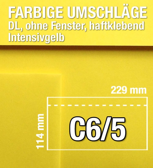 C6/5-Umschlge, Zitronengelb, Intensivgelb, haftklebend