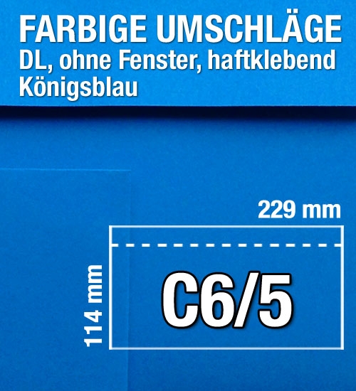 C6/5-Umschläge, Königsblau, Azur, haftklebend