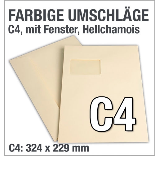 C4-Fenster-Versandtaschen, Chamois, Cremewei