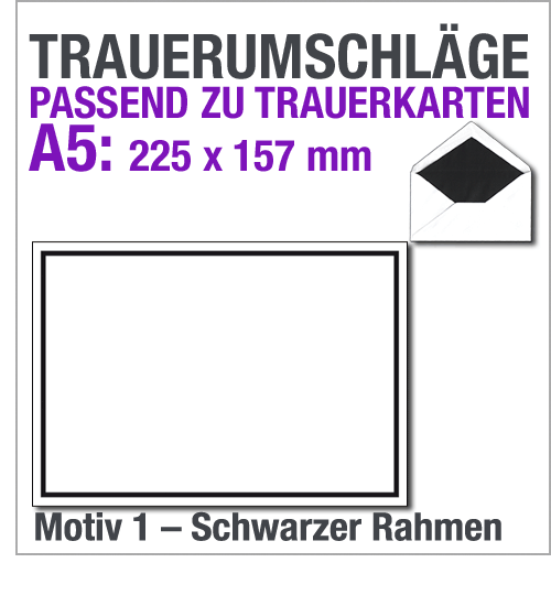 Trauerhllen, 225 x 157 mm, mit schwarzem Rand