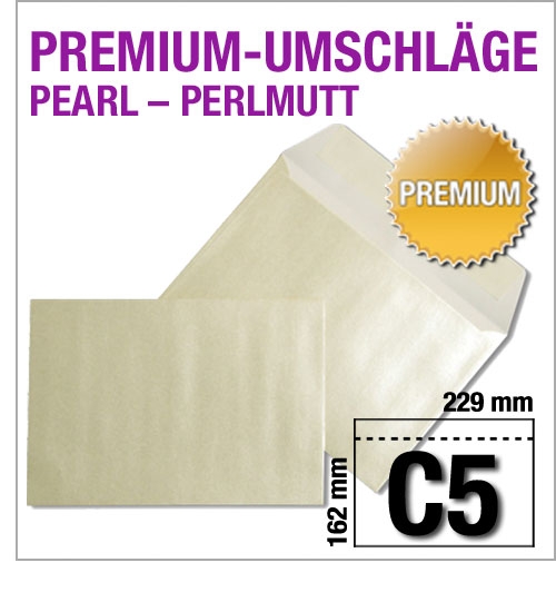 White-Pearl-Kuverts, haftklebend, C5: 229 x 162 mm