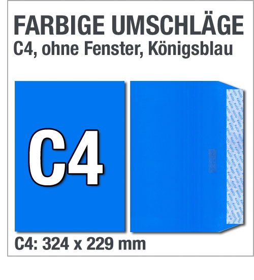 C4-Versandtaschen, Königsblau, Azur, 324 x 229 mm