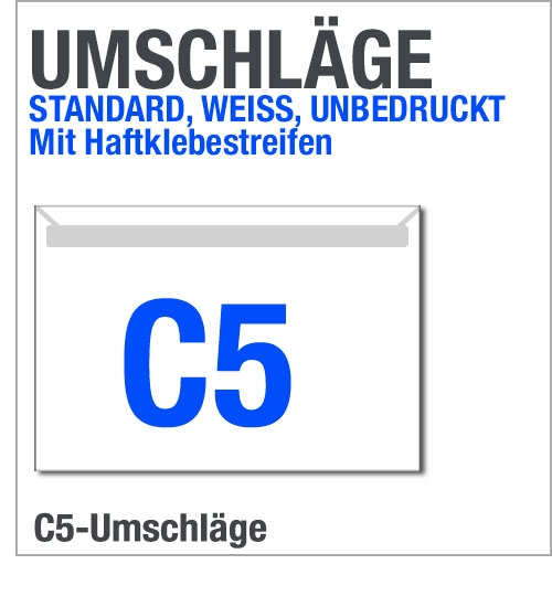 Weie C5-Umschlge mit Haftklebestreifen