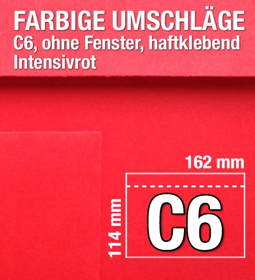 Farbige Umschlge, C6-Umschlge, Rot, Intensivrot