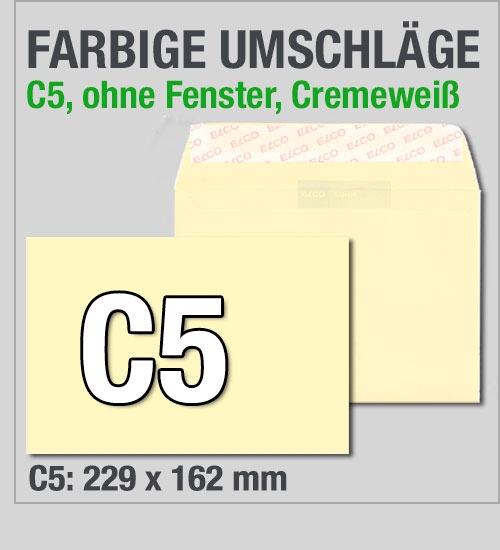 Cremeweiße C5-Kuverts, Chamois, 229 x 162 mm