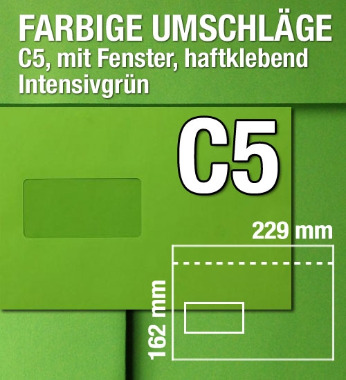 C5-Kuverts mit Fenster in Grün, Intensivgrün