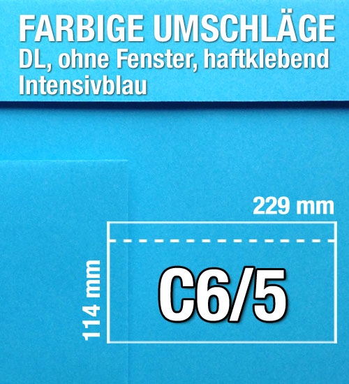 C6/5-Umschlge, Blau, Intensivblau, haftklebend