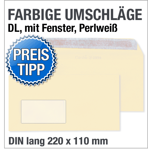 Fensterumschlge, DIN lang, Perlweiss