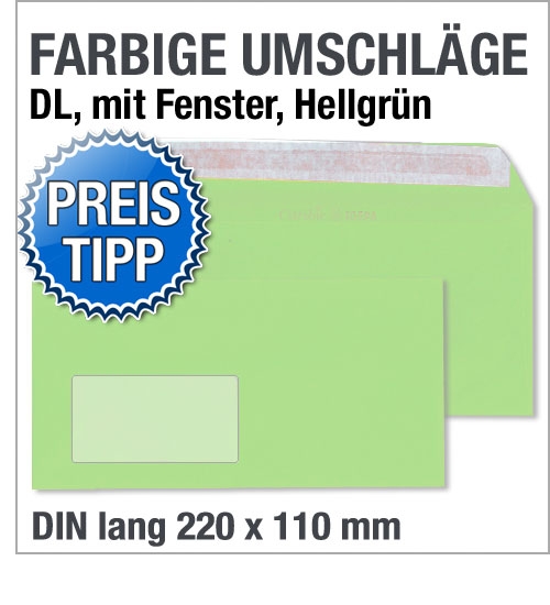 Fensterumschlge, DIN lang, Hellgrn