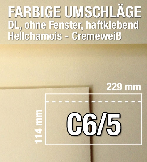 C6/5-Umschlge, Cremewei, Chamois, haftklebend