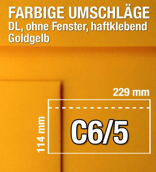 C6/5-Umschlge, Gelb, Goldgelb, haftklebend