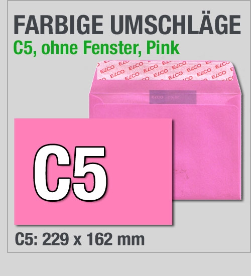 Rosa C5-Kuverts, Pink, Esosinrot, 229 x 162 mm
