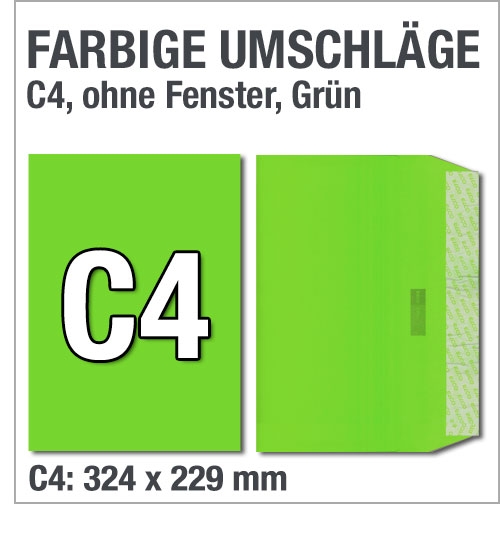 C4-Versandtaschen, Grn, Intensivgrn, 324 x 229 mm