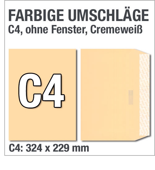 Farbige Umschlge, Chamois, Cremewei, C4: 324 x 229 mm