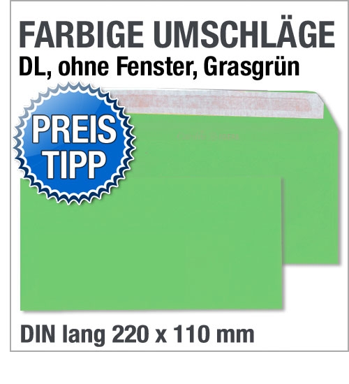 Briefumschlge, DIN lang, Grn, Grasgrn