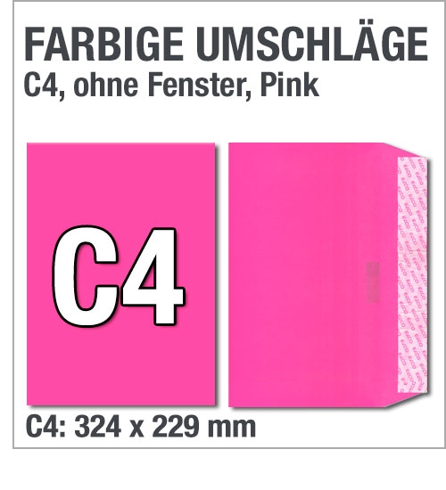 C4-Versandtaschen, Pink, Rosa, 324 x 229 mm
