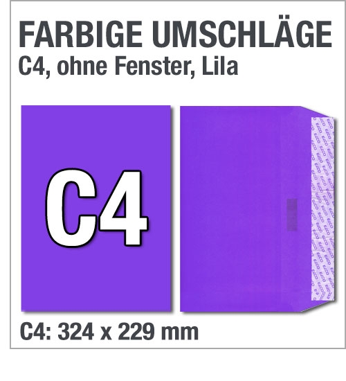 C4-Versandtaschen, Lila, Violett, 324 x 229 mm
