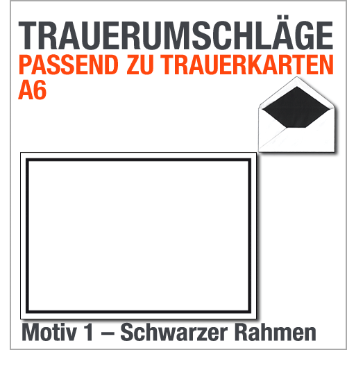 Trauerbriefumschlge, C6, mit schwarzem Rahmen