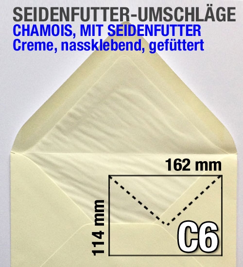 C6-Umschl�ge Chamois mit Seidenfutter, nassklebend