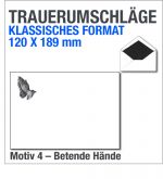 Trauerumschlge, 120 x 189 mm mit betenden Hnden