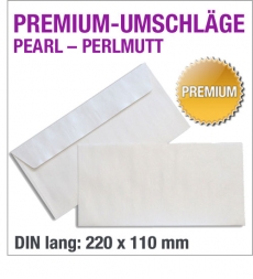 DIN-lang-White Pearl-Umschläge, Haftklebestreifen