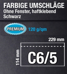 C6/5-Umschläge, Schwarz, haftklebend, Premium