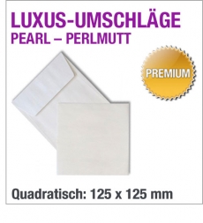 Quadratische White-Pearl-Umschläge, 125 x 125 mm