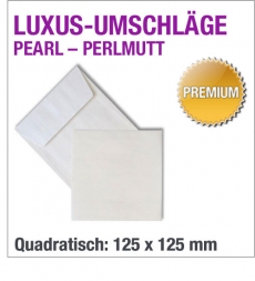 Quadratische White-Pearl-Umschlge, 125 x 125 mm