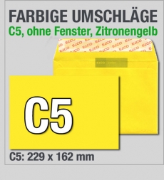 Zitronengelbe C5-Kuverts, Intensivgelb, 229 x 162 mm